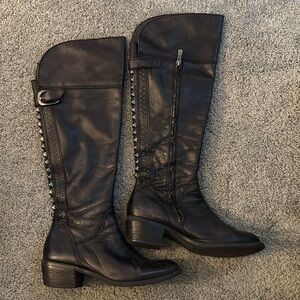 Vince Camuto black moto leather boots